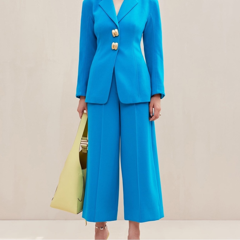 Cult Gaia Blue Cropped Wide Legged Caro Pants